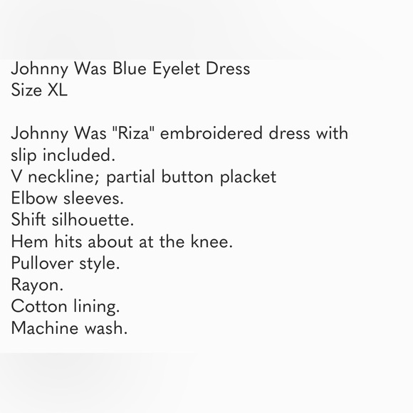 Johnny Was Riza Blue Eyelet Dress - Picture 8 of 8